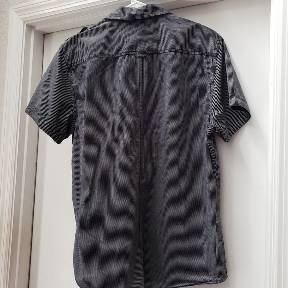 Mens Guess Striped Button Down Shirt with Pockets - Picture 6 of 8